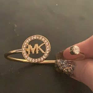 NWT Gold and rhinestone designer inspired emblem bracelet